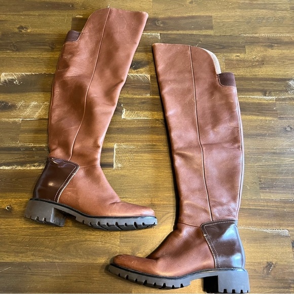 Cole Haan Parson Over the Knee Ridding Boots Brown Chestnut 5B Equestrian - Picture 1 of 13